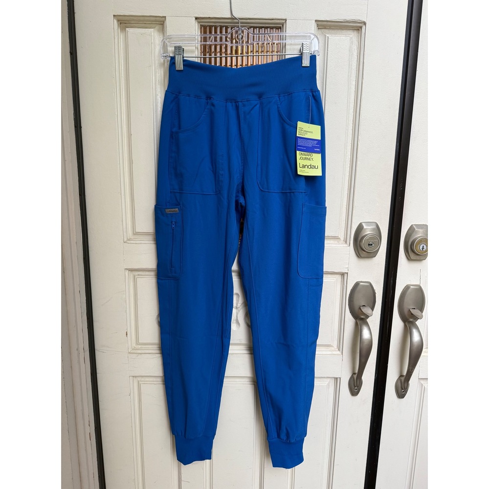 Landau Uniforms Royal Blue Jogger Scrub‎ Pants Onward Journey New Size XS